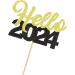 30 Pcs Glitter Happy New Year Cupcake Toppers 2024 Gold Black Cupcake topper Cheers to 2024 Cake Picks for New Years Eve Party Decoration (Hello) - Buy Online on SooperMarket.com
