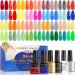 Lavender Violets 42 Pieces Gel Nail Polishes Set Fluorescence High Color Rendering with Glossy & Matte & Diamond & Glow in the Dark Top Coat and Base Coat Soak-off UV LED Full Range Shades C955 Sunflowers