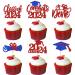 Rsstarxi 24 Pack Class of 2024 Cupcake Toppers 2024 Graduation Food Appetizer Picks 2024 Congrats Grad Cap Done Diploma Cupcake Picks for 2024 Graduation Theme Party Cake Decorations Red Blue
