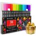 36 Dual Brush Coloring Markers Set for Adults Kids - Fine Tip Art Colored Pens for Coloring Books, Bullet Journaling, Drawing - Double Sided Color Marker Pen for School, Office, Sketching - Buy Online on SooperMarket.com