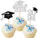 24 Pack Graduation 2024 Cupcake Toppers Glitter Congrats 2024 Done Diploma Cupcake Picks for Class of 2024 Graduation Theme Cake Decorations Party Supplies Silver congrats 2024(24 pcs) Silver-1