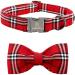 Lionheart Glory Christmas checkered dog collar dog shoe collar Adjustable Comfortable Bowtie collars for medium dog girls or young case collar dog loop medium (1 Pack) A: Christmas checkered