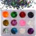 12 Colors Holographic Nail Art Glitter Sequins Star Moon Glitter Confetti Sparkles Manicure Stickers Decorations for Acrylic Nails,Crafts, Resin Epoxy, Slime Stars & Moon
