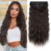 REECHO Clip in Hair Extensions 5PCS Black Brown Hair Extensions 24" Thick Long Loose Waves hair extensions HE002 Invisible Lace Weft Natural Soft Hairpieces for Women C Black Brown