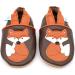 Dotty Fish Soft Leather Baby Shoes for Boys | Non Slip Toddler Shoes with Brown and Orange Fox Design | 0-6 Months - 4-5 Years - Buy Online on SooperMarket.com