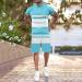 BEUU Men's Summer Casual Sports Set | Short Sleeve Polo Shirt & Shorts | Sky Blue XL - Buy Online on SooperMarket.com