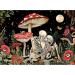 Mushroom Stamped Cross Stitch Kits  Skeleton Trippy Flower Plant Cross Stitch Ornament Kits for Adults Beginners Hippie Cool Nature Moon Star Cross-Stitch Stamped Kits for Home Wall Decor 12x16 inch X1604
