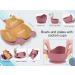 Hoseay Baby Weaning Set 5 in 1 | Silicone Suction Plate, Bowl, Spoon, Fork, Bibs | Pink Squirrel Design | Toddler Feeding Essentials - Buy Online on SooperMarket.com