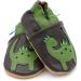 Dotty Fish Soft Leather Baby Shoes for Boys | Non-Slip Toddler Shoes | Green Dinosaur Design | 4-5 Years - Buy Online on SooperMarket.com