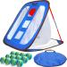 Gagalileo Pop Up Golf Chipping Net Golf Chipping Net Chipping Net Golf Net Collapsible Chipping Net 24"(L) x28(W) Golf Chipping Target with Foam Balls 12packs(Color Optional) Chip Net-Noble Blue