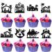 24 Pack Christmas Jesus Cupcake Toppers Jesus's Nativity Cupcake Picks Glitter Cross Cupcake Decorations for Merry Christmas Jesus's Birthday Holy Religious Party Cake Decorations Supplies Black 1-black
