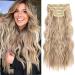 REECHO Hair Extensions 4PCS Clip in Hair Extensions Natural Soft Synthetic Hairpieces for Women Medium Blonde with Highlights 20 Inch-200 Gram (Pack of 4) Medium Blonde with Highlights