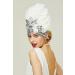 BABEYOND Carnival Feather Headpiece - White 1920s Flapper Showgirl Headband - Buy Online on SooperMarket.com