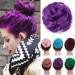 Messy Hair Bun Synthetic Extension Scrunchy Donut Curly Wavy Updo Elastic Scrunchie Thick Full Wedding Hair Pieces Bridal Hairpiece Easy Bun Updos Chignon for Women Kids Purple Dark Purple