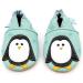 Dotty Fish Soft Leather Baby Shoes for Boys | Non Slip Animal Design Toddler Shoes | Minty Blue Penguin | 0-6 Months to 4-5 Years - Buy Online on SooperMarket.com