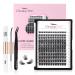 Glowing Win single eyelashes Extensions Set DIY cluster lashes kit with lash bond and sea and tweezers individual fake lashes extension 144PCs eyelash extension 8-16mm natural artificial eyelash cluster lashes kit-w51