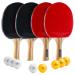 Ping Pong Paddles Set of 4 - Premium Ping Pong Paddles and Balls - Includes 4 Table Tennis Paddles and 8 Tables Tennis Balls with Carrying Case - High Performance Table Tennis Set with 3-Star Balls