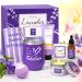 Birthday Gifts for Women Best Friends Spa Gifts Baskets for Female Unique Bath and Body Works Gifts Set Lavender Self Care Gifts Purple Relaxing Inspirational Gifts for Mom Grandma Teacher