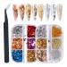 Gzmayuen leaf gold nailart nail seedlettes glitter gold foil 2 boxes nail gold foils golden aluminum foil glitter flakes for nails decoration feuille d or set