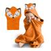 Mother's Choice Baby Towel With Hood - 100% Cotton Ultra Soft and Absorbent (75x75cm) Large Baby Bath Towel for Newborn and Infant Toddler Bath Towel for Boys and Girls 3D Fox Hooded Baby Towel Orange Fox