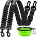 COOYOO Dog Seat Belt,3 Piece Set Retractable Dog Car Seatbelts Adjustable Pet Seat Belt for Vehicle Nylon Pet Safety Seat Belts Heavy Duty & Elastic & Durable Car Harness for Dogs Set 01-Black+Black