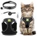 Adjustable cat dishes breakout set cat dishes with a leash outbreak soft inner lining and breathable mesh for cats kitten dogs puppies (black XS) XS black