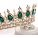 FORSEVEN Queen Crown Rhinestone Wedding Tiara | Crystal Bridal Princess Crown for Women - Gold and Green | Costume Party Hair Accessory - Buy Online on SooperMarket.com