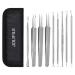 Blackhead Remover Tool JOLIFILE Upgraded 9 Pcs Pimple Popper Tool Kit Extractor Tools with Tweezers Removal Comedone Whitehead Set Large Size-Silver