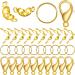 450 Pieces Jewelry Making Accessories Set Includes 200 Pieces Bead Tips Knot Covers 200 Pieces Open Jump Ring Connectors and 50 Pieces Lobster Claw Clasps for DIY Jewelry Crafts Making (Gold)