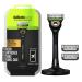 Gillette Razor for Men with Exfoliating Bar Gold Edition by GilletteLabs, Includes 1 Handle, 3 Razor Blade Refills, 1 Travel Case, 1 Premium Magnetic Stand 1 Handle + 3 Refills Black and Gold Edition