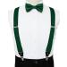 JEMYGINS Mens Suspenders & Bow Tie Set - Dark Green Four Clips & Elastic Back Strap Perfect for Weddings & Formal Events - International Shipping Available - Buy Online on SooperMarket.com