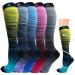Hi Clasmix Graduated Compression Socks for Women&Men Wide Calf Comfort Best for Circulation Pregnancy Nurse Running Travel 01-5 Pairs Colorful Stripes Large-X-Large