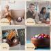 Handmade Wooden Yarn Bowl with 12 Crochet Hooks - Dark Brown 7x7x3 Inch - Crocheting & Knitting Storage and DIY Crafts Tools - Buy Online on SooperMarket.com