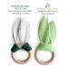 Organic Muslin Bunny Ears Baby Teether with Crinkle Paper and Wooden Teething Ring - Mint Green | Gender Neutral Newborn Teething Toy - Buy Online on SooperMarket.com
