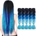Tess Braids Extensions Blue 60 cm 5 Pack Jumbo Braids Kanecalon Kunsthaar For single-laid Box Braids Hair Extension Braid 100g/Bundle of Hair Braids Extension (5 pieces- #48 Blue Ombre) 60 cm (5 pieces) #48 Blue Ombre