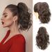 REECHO Ponytail Extension Claw Clip in Ponytail Hair Extensions 10 Inch Short Curly Ponytail Natural Wavy Synthetic Hairpiece for Women Dark Chocolate Brown 10 Inch Dark Chocolate Brown