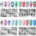JSRQT Nail Art Stamping Plates Set - 6 Mixed Pattern Stencils for DIY Manicure | Sweet Panda Floral & Leaf Designs - Buy Online on SooperMarket.com