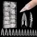 Quaferen 500PCS Clear Glaze Stiletto Nail Tips  Long Stiletto Full Cover Nail Tips for Acrylic Nails Professional  Concave Convex Acrylic Curved Nail Extension Tips Artificial Nails for Nail Art Salon Glaze Clear Stilett...