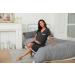 Uniexcosm Maternity Nursing Nightdress - Women's Short Sleeve Button Down Nightgown - Dark Grey Stripe Sleepwear & Maternity Pyjamas - Buy Online on SooperMarket.com