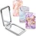 3 Pieces Compact Magnifying Portable Travel Pocket Mirror Small Makeup Cosmetic Mirror for Christmas Women Girls Gift Graduation Birthday Party Gift Double Sided 1X/ 2X with Magnification Marble Style