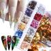 12 Grids Nail Foils Nail Art Foil Flakes, Holographic Glitter Sequins Mirror Effect Design Confetti Gold Silver Nail Foil Flakes for Women Girls Gold Silver Glitter Aluminum Flakes DIY Manicure Tips X81