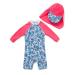 BONVERANO Baby Girls Swimsuit Toddler Bathing Suit Long-Sleeve Zipper One Piece Swimwear with UPF 50+ Sun Protection 2-3 Years Blue / White