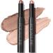 FOCALLURE 2 Pcs Cream Eyeshadow Stick Shimmer Eyeshadow Pencil Crayon High Pigmented Eye Shadow Pen Waterproof Long Lasting Eye Highlighter Stick Straight-up Classy