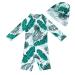 upandfast Baby Boy Swimwear Infant One Piece Zip Swimsuit UPF 50+ Sun Protection Toddler Bathing Suit with Sun Hat 12-18 Months Leaf