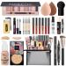 All in One Makeup Kit for Women Full Kit 12 Colors Eyeshadow Foundation & Primer CC Cream Lipsticks Mascara Makeup Brush & Sponge Brow Pencil & Soap Eyeliner Contour Stick Cosmetics Bag Beige Foundation & Natural CC