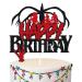 Wrilicyoki Stranger Birthday Cake Topper Man Kids Boy Girl Happy Birthday Cake Décor for Cartoon Themed Birthday Party Supplies Black Glitter Decor