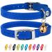 Collardirect leather cat neck band safety collar for cats with an elastic belt kitten band with bell black blue red orange green pink 23-28 cm navy