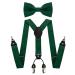 JEMYGINS Men's Suspenders with Four Clips and Elastic Back Strap including Bow Tie Set Dark Green
