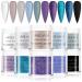 Saviland Acrylic Powder Set - 10 Colors Acrylic Nail Powder Glitter Brown White Grey Black Professional Colored Acrylic Polymer Powder for Nail Extension No Nail Lamp Needed Office Lady