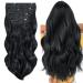 4PCS-11Clips Hair Extensions Clip in Curly Synthetic Clip in Hair Extension Fiber Hair Pieces 22 Inches Long Hair Clip in Extensions for Women Wavy Hair Pieces for Full Head-Curly #Jet Black 22 Inch Curly #Jet Black